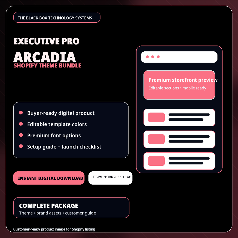 BlackBox Arcadia Executive Pro Shopify Theme Bundle product image