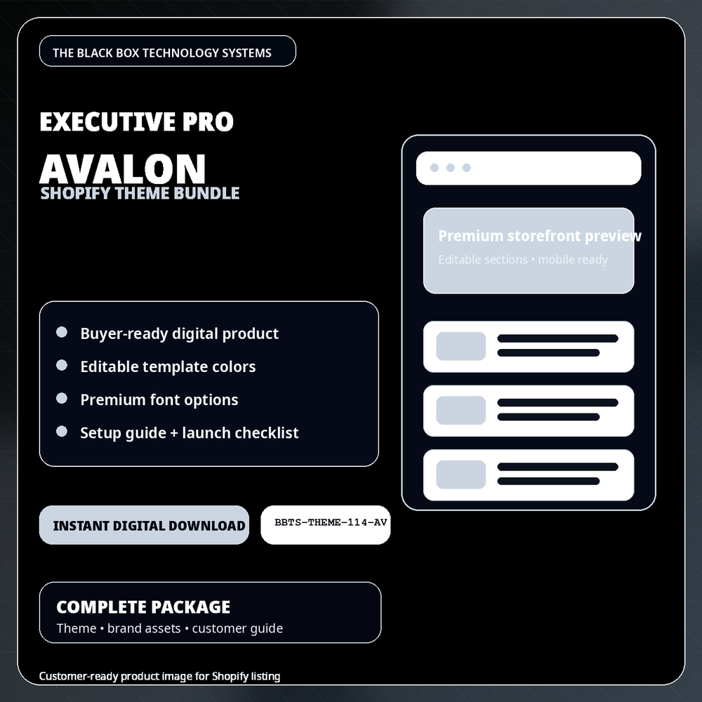 BlackBox Avalon Executive Pro Shopify Theme Bundle product image