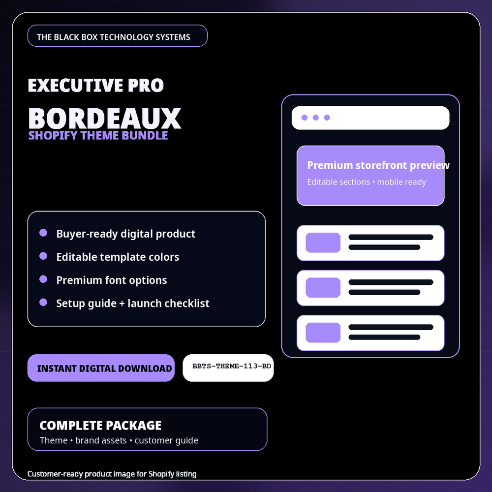 BlackBox Bordeaux Executive Pro Shopify Theme Bundle product image