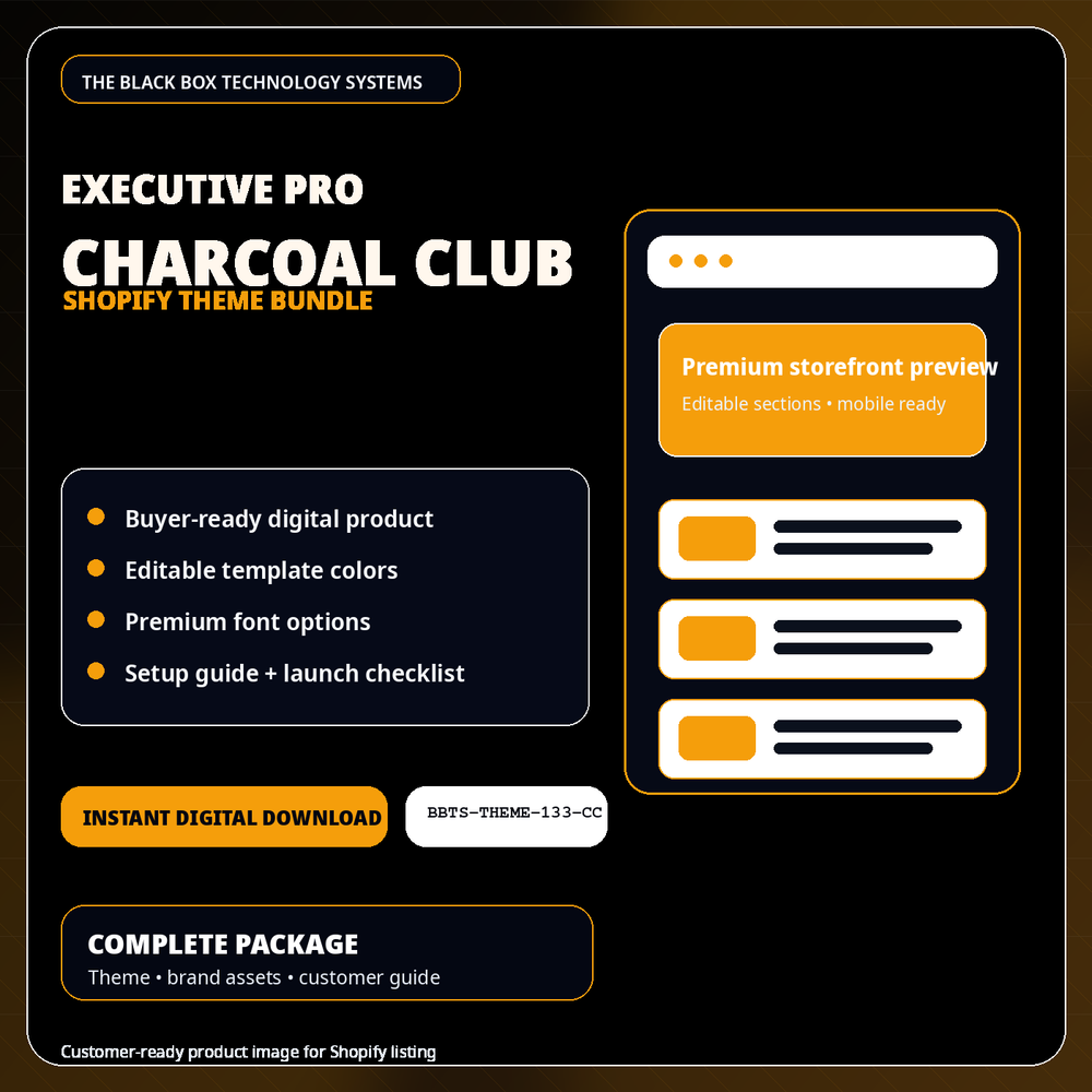 BlackBox Charcoal Club Shopify Theme Bundle product image
