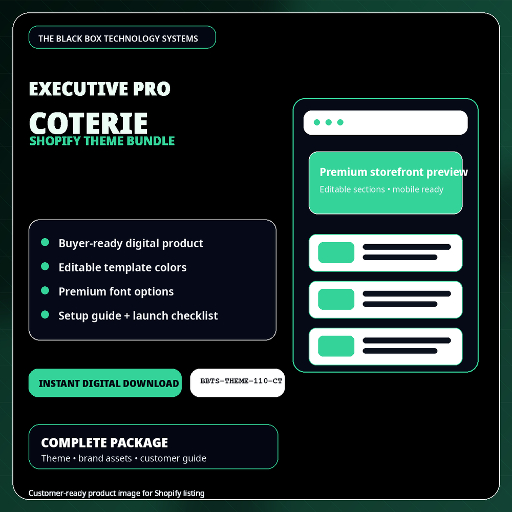 BlackBox Coterie Executive Pro Shopify Theme Bundle product image