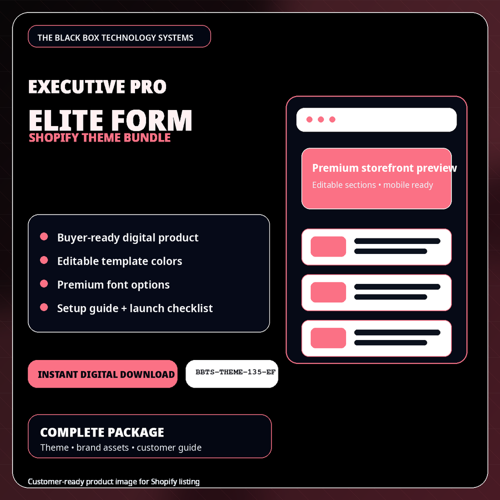 BlackBox Elite Form Shopify Theme Bundle product image