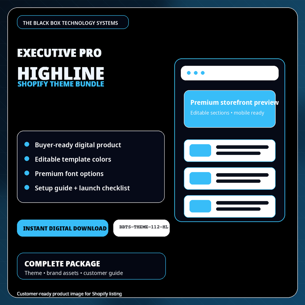 BlackBox Highline Executive Pro Shopify Theme Bundle product image