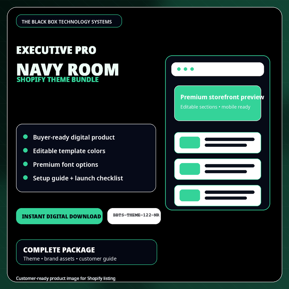 BlackBox Navy Room Shopify Theme Bundle product image