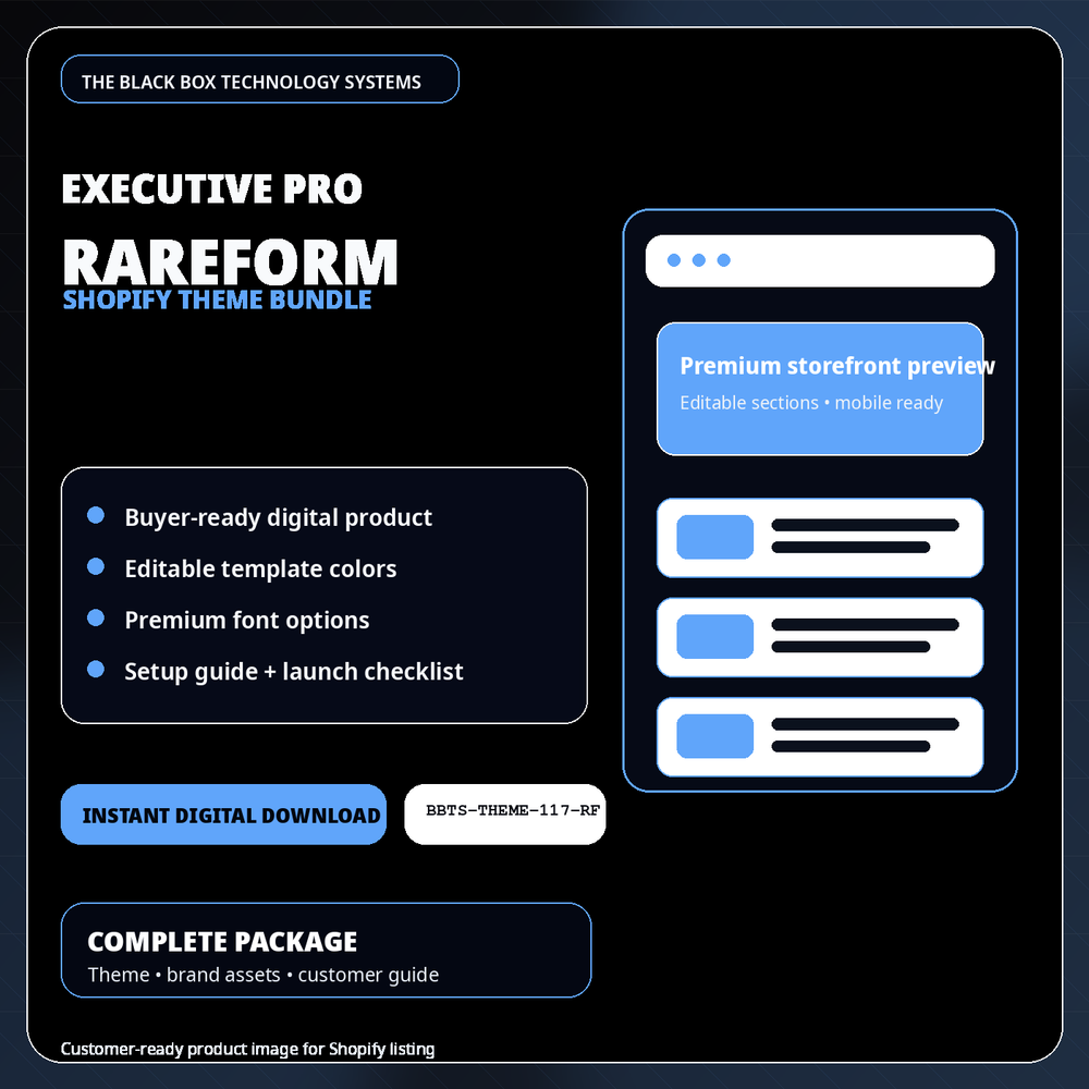 BlackBox Rareform Executive Pro Shopify Theme Bundle product image