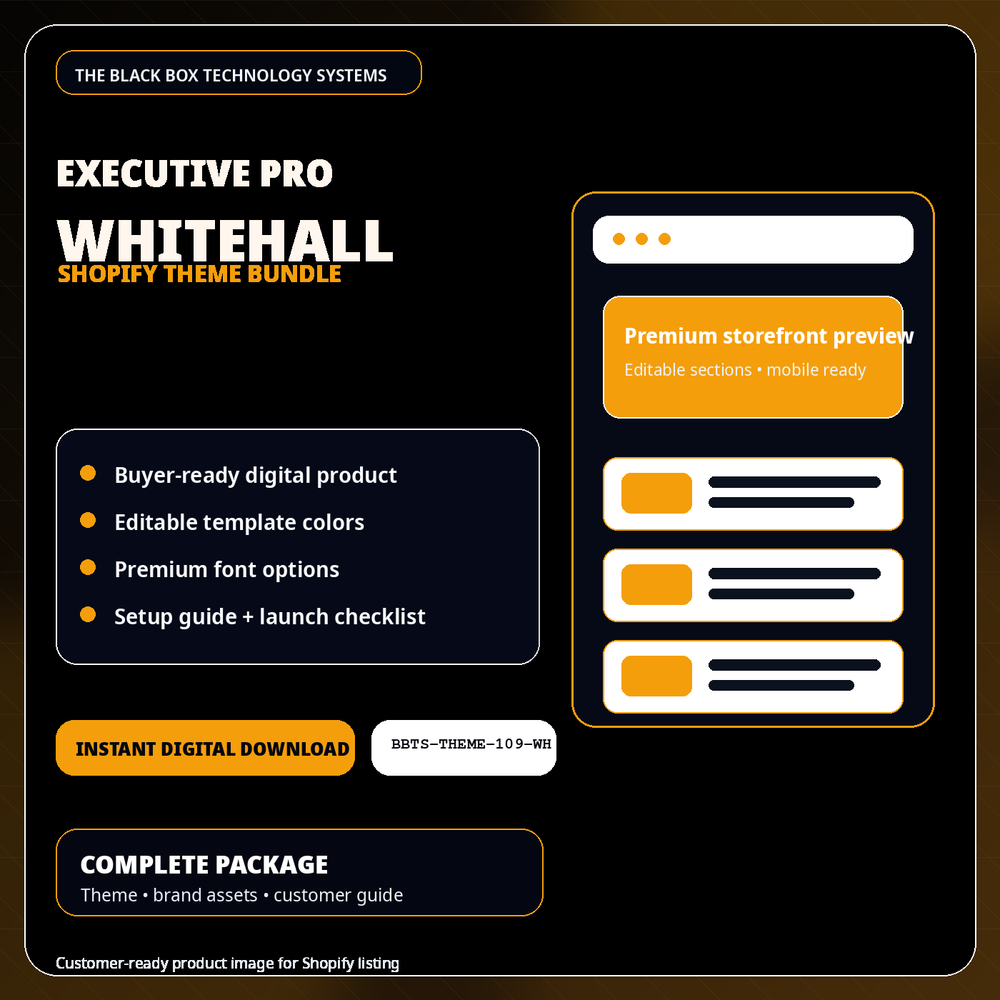 BlackBox Whitehall Executive Pro Shopify Theme Bundle product image